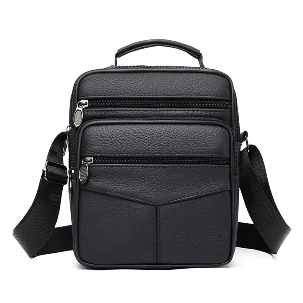 

Natural Leather Men's Leather Handbag Tablet Compartment Small Size Travel Messenger Bag Shoulder Strap Messenger Style