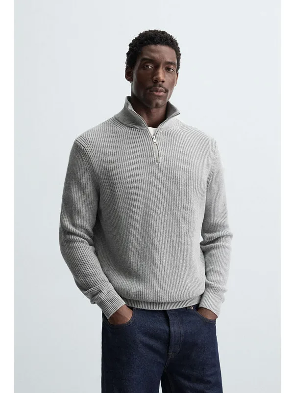 

Men's Knitted Long Sve Zipper Cotton Sweater High Ne Autumn Winter New Sle Comfortable Breathable Warm Faionable Casual
