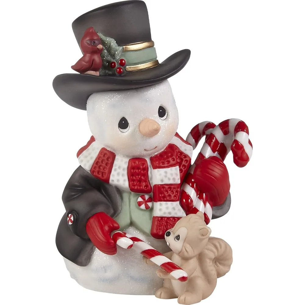 Wonderful Wishing You A Sweet Season Annual Snowman Porcelain Figurine,11.7 ounces,Painted Figurines Christmas Decor