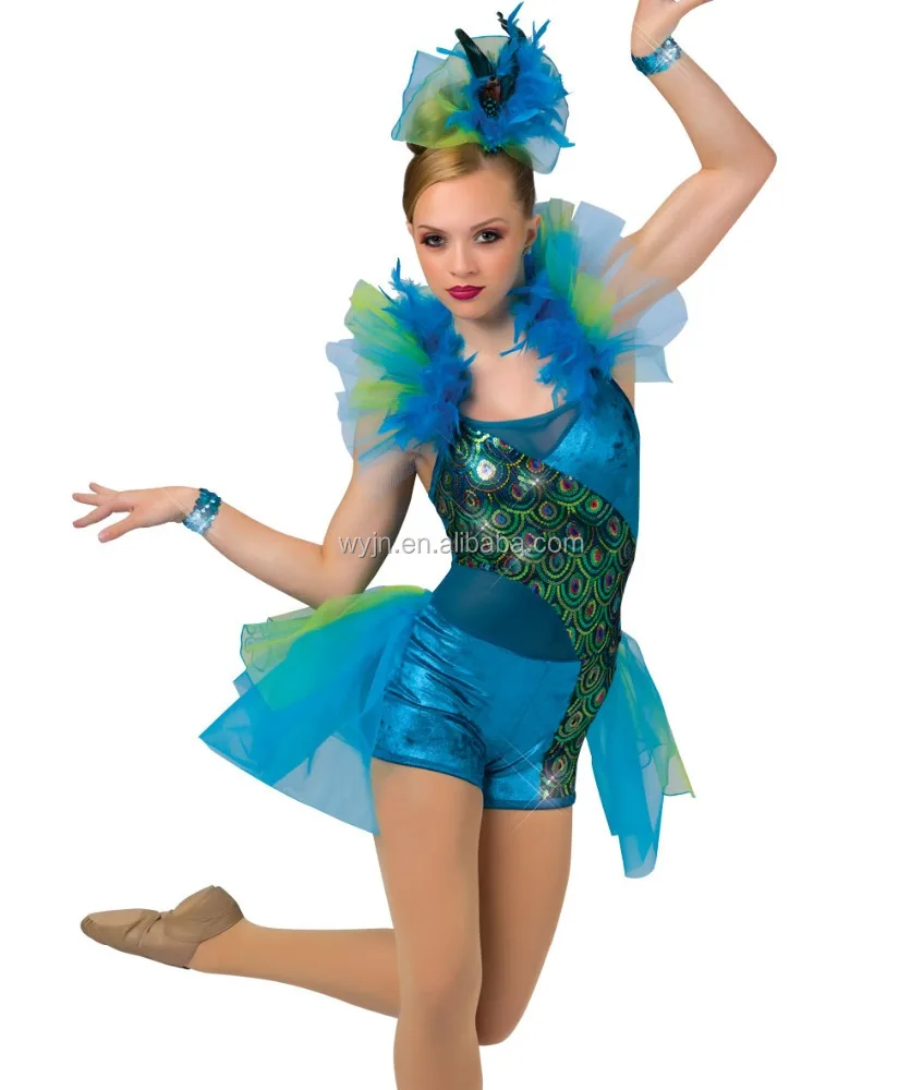 

new arrival women tap and jazz stage dance costume cool girl peacock dance wear role playing stage performance dance dress