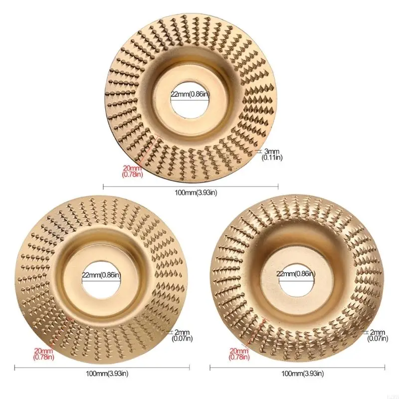 B2RB 22mm Bore 3PCS Gỗ mài bánh xe xoay đĩa Đĩa chà nhám Công cụ khắc gỗ Công cụ mài mòn cho máy mài góc