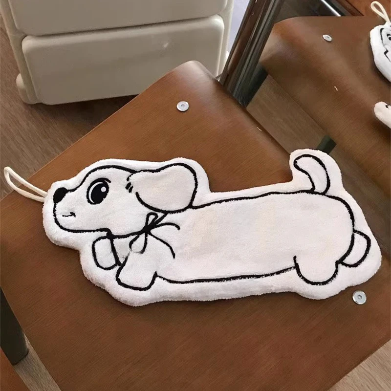 Cute Dog Printed Hand Towel Baby Wipe Coral Velvet Handkerchief Absorbing Hand Cloth Dachshund Towels Bathroom Kitchen Supplies