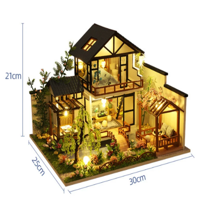 OUZEY 대나무 계곡 마당 DIY, 3D 목조 중국 정원 모델, 청소년을 위한 문화 건축 키트