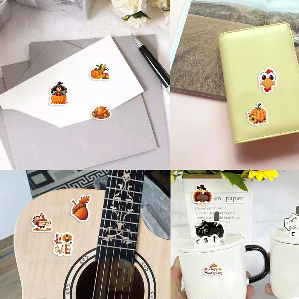 500 قطعة من ملصقات عيد الشكر وأعواد الطبل التركية وملصقات حصاد الخريف على شكل يقطين بألوان متنوعة، مثالية للهدايا