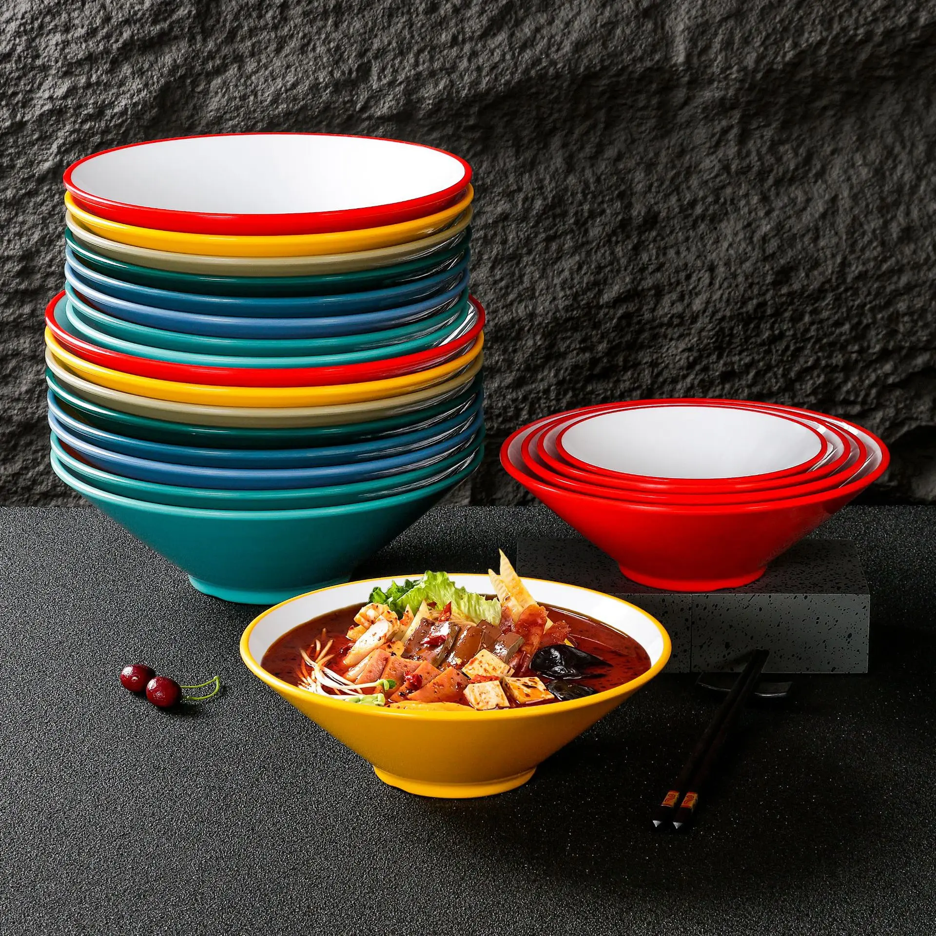 Melamine Tableware Two-Color Lamian Noodles Bowl Noodle Noodle Soup Bowl