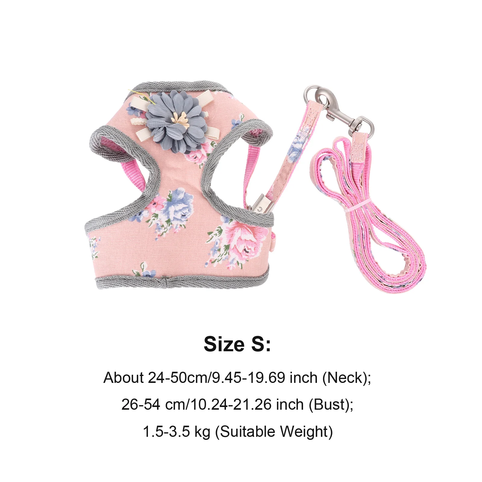 1 set Dog Harness Set Flower Design Small Adjustable Pet Vest Harness Lightweight Comfortable For Puppy Walking Chest Strap