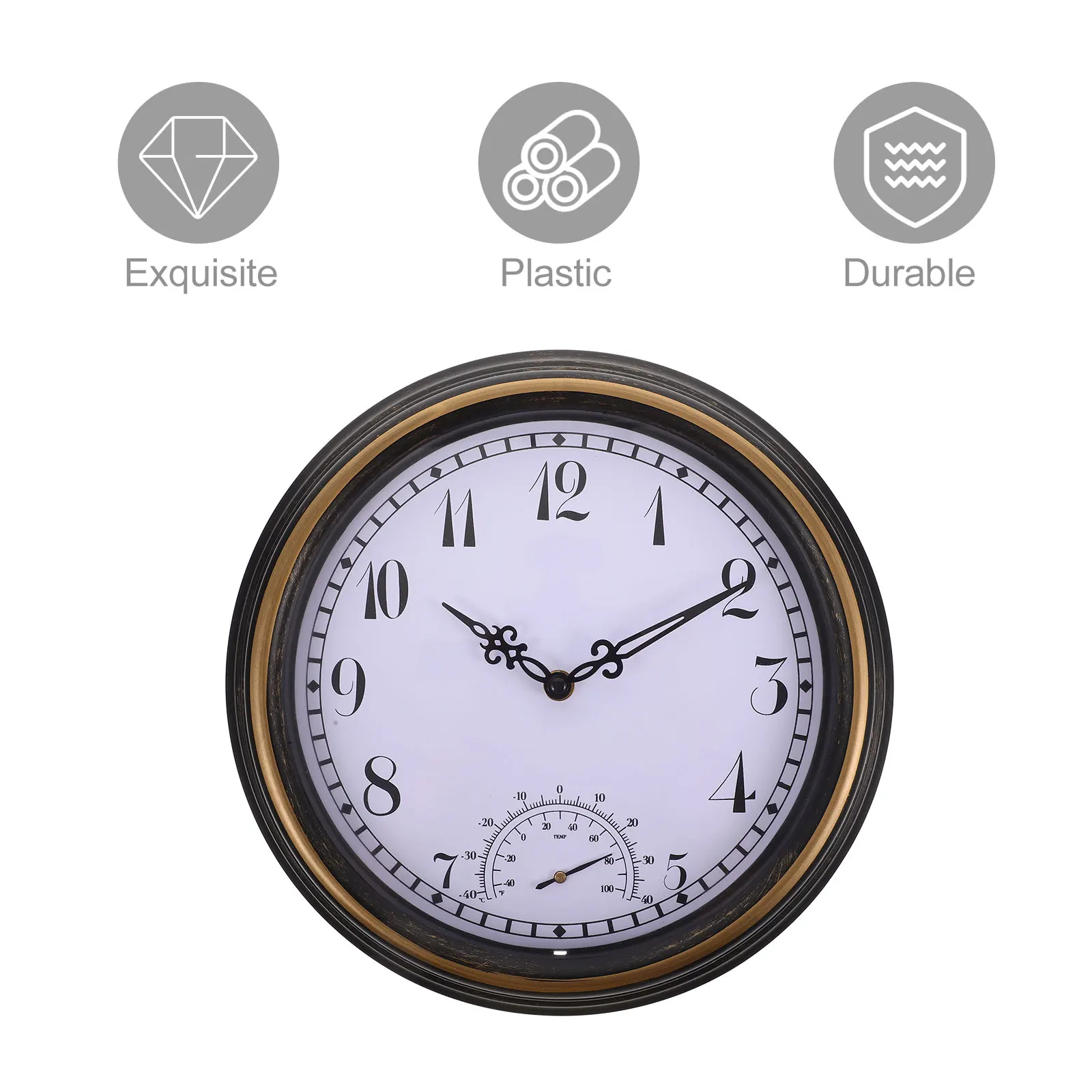 

Waterproof Wall Clock PVC Thermometer for Home Decoration Indoor Outdoor Use Living Room Bedroom Digital Display