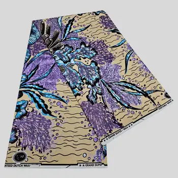 Látka s potiskem africké bavlny s voskem, vosková látka Grand Super Hollandais, zlaté třpytky, 6 yardů na kus 8 nejlepší prodej rajčatová tkanina - №6