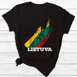 Lithuania Lietuva Basketball T Shirt Summer Fashion Short Sleeve TShirt Printed Tee O-Neck Casual T-Shirt Women Clothing Tops