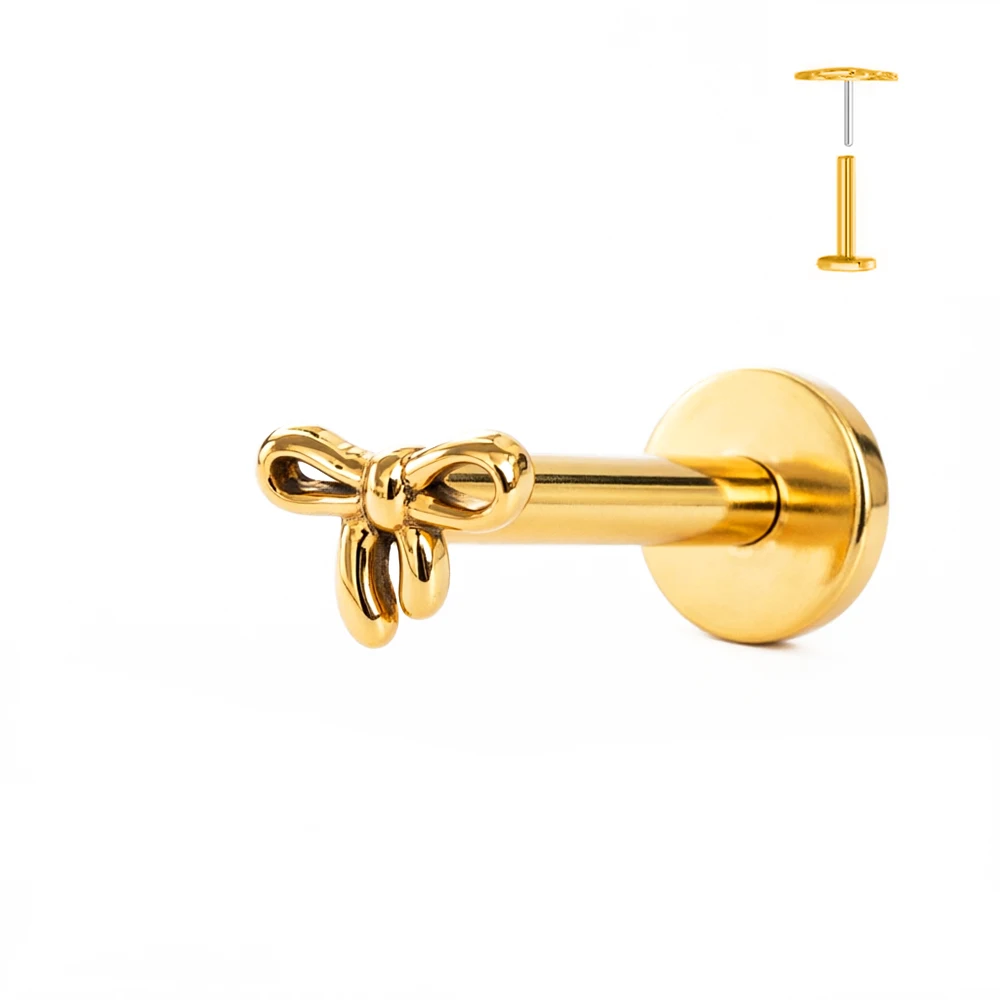 1 Stück G23 Titan Blumen-Piercing Flache Rückseite Ohrringe Push-In Labret Stud Stern Mond Helix Tragus Knorpel Körperschmuck – Detail 5