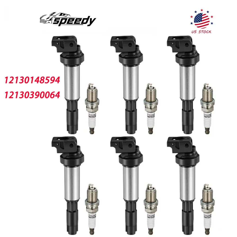 

12130148594 12130390064 6pcs Ignition Coil & 6 Spark Plug For 2003-2005 BMW Z4 325i 325xi 330i 330xi 525i 530i 12131712219
