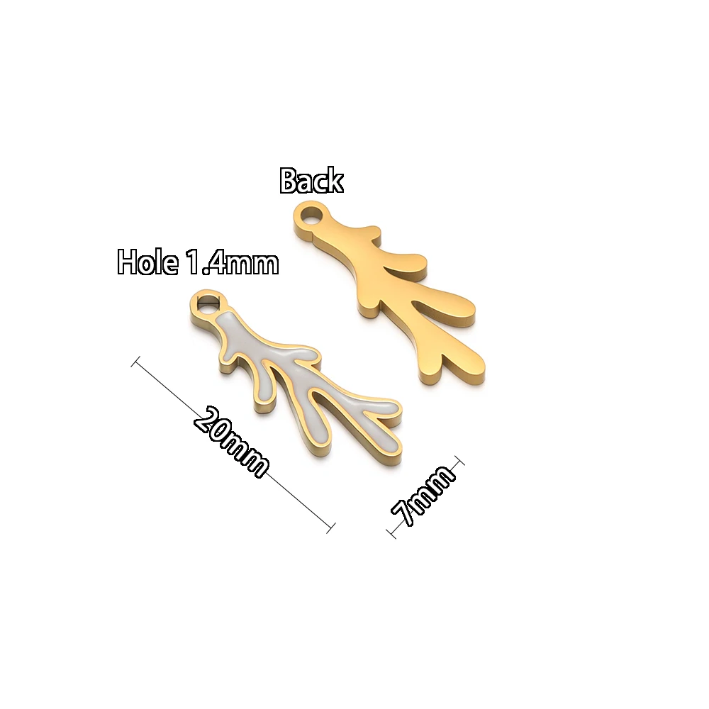 5pcs Stainless Steel Small Enamel Tree Branch Charms for DIY Girls Necklace Pendant Jewelry Findings Bracelet Earrings Making