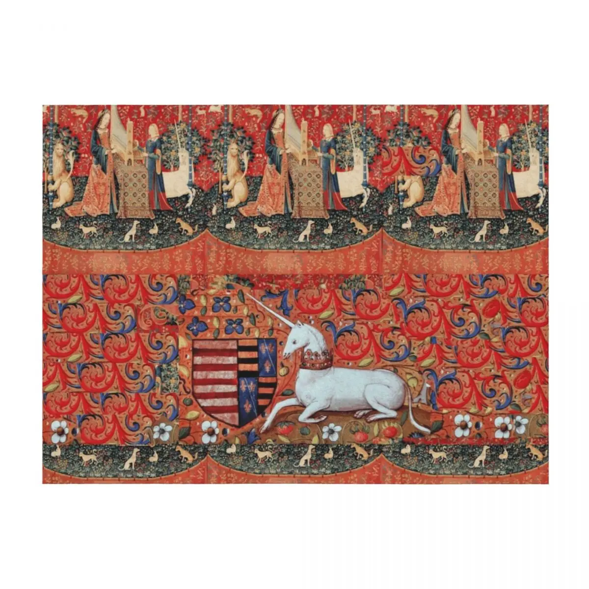 

UNICORN ,FANTASY FLOWERS ,ANIMALS MEDIEVAL HERALDIC MOTIFS Throw Blanket for winter Cute Designers Stuffeds Blankets