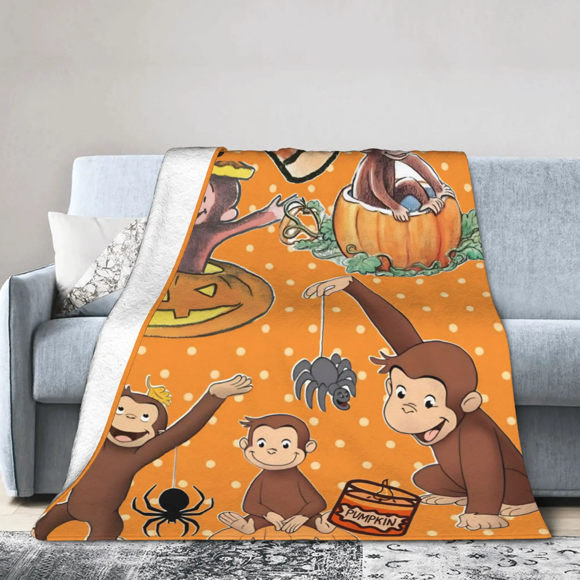 Curious George Monkey Flannel Blankets  Fashion Throw Blankets for Home Hotel Sofa  200x150cm Plush Thin Quilt,