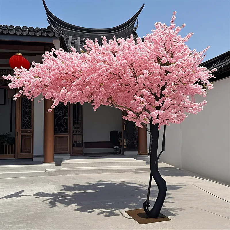 Nuevo árbol de flor de cerezo simulado, centro comercial de Hotel, árbol de flor de melocotón grande, decoración y arreglo interior y exterior