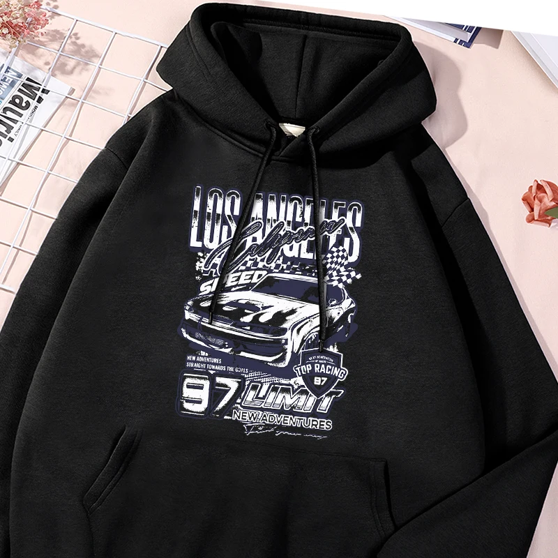 

Los Angeles Car Printed Sweatshirts Mens Basics Causual Hoodies Leisure Oversized Tracksuit Vintage Machine Washable Clothes