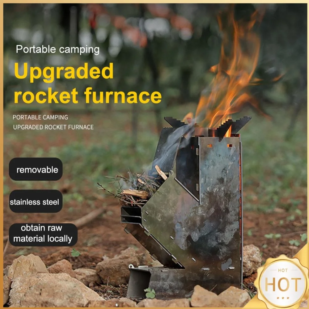 Portable Detachable Wood Burner Folding Firewood Stove Stainless Steel Backpacking Camp Tent Stove for Outdoor Hiking BBQ Picnic