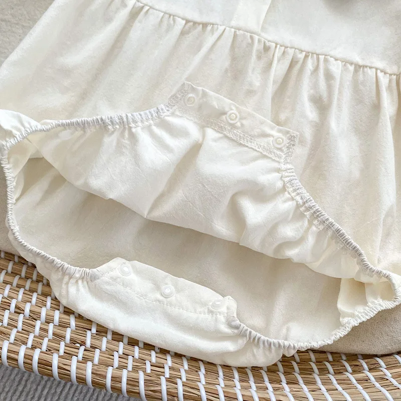 Pelele de manga corta para niña recién nacida, ropa bordada de algodón, 0 a 24 meses, novedad de verano 2024