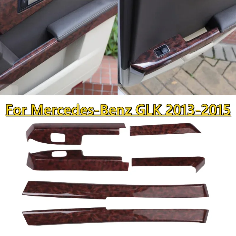 6pcs/set Agate Wood Grain Inner Side Door Cover Trim For Mercedes-Benz GLK 13-15