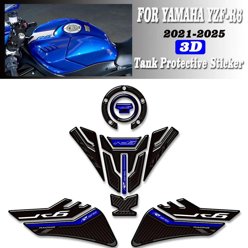 

Motorcycle For Yamaha YZF-R6 YZFR6 YZF R6 Tank Pad TankPad Cap Grips Gas Fuel Kit Knee Stickers Decals Protection 2017 - 2025