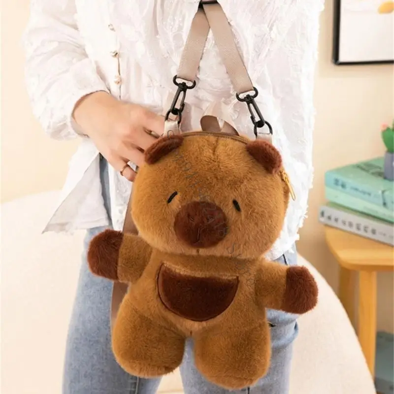 

Cartoon Capybara рюкзак рюкзак плюшевой сумки для хранения кукол прекрасная сумка для монет для девочки 066f