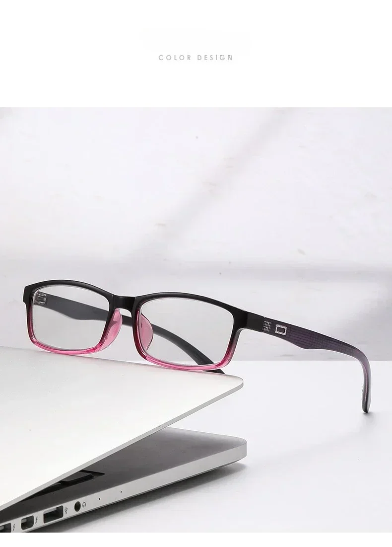 Herren-Presbyopie-Brille mit klassischem Farbverlauf und quadratischem Rahmen, multifokale Lesebrille mit photochrome Linse, 0 bis +4,0 – Detail 8