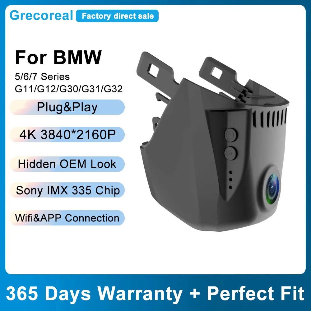 

Grecoreal 4K Wifi Car DVR for BMW 5 G3 G31 7 G11 G12 Series M5 F90 OEM Dual Dash Cam Camera Front Rear Dashcam Black Box