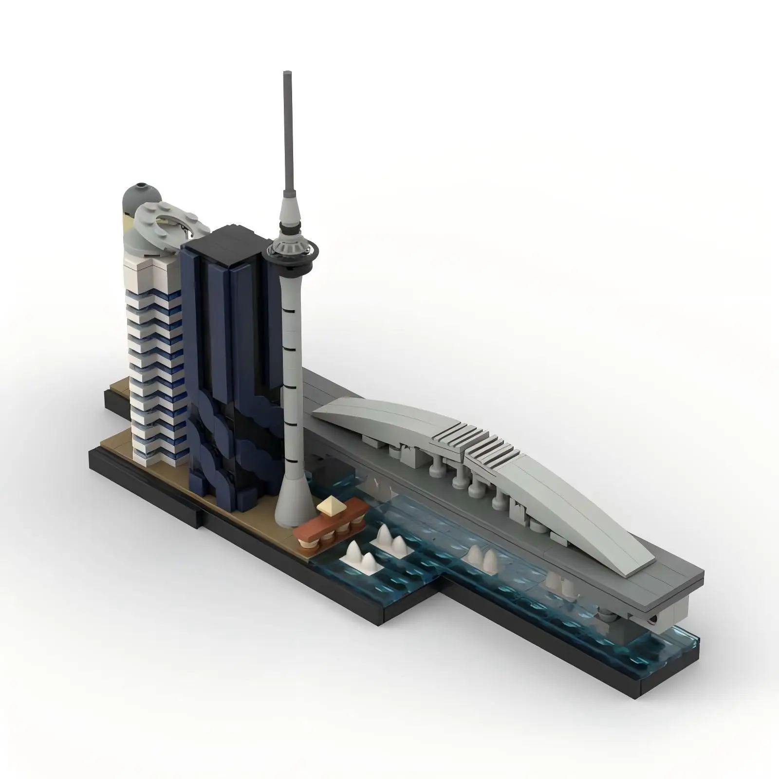 MOC 都市建築ストリートビューシリーズオクランドスカイラインビルディングブロックモデル DIY キッズパズル組立玩具大人の誕生日ギフト