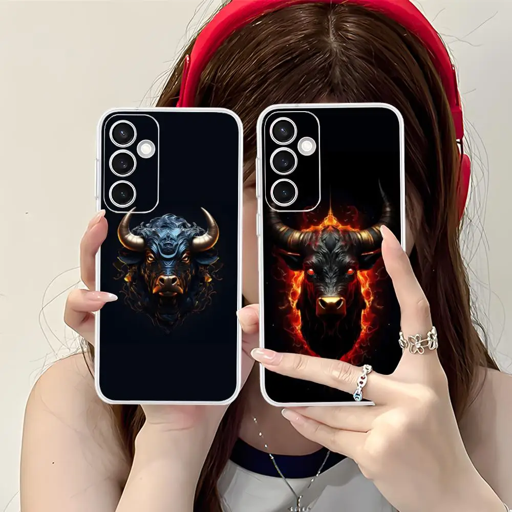 Bull Head Phone Case for Samsung Galaxy S25 S24 S23 S22 S21Plus FE Ultra Soft TPU Clear Shockproof Cover