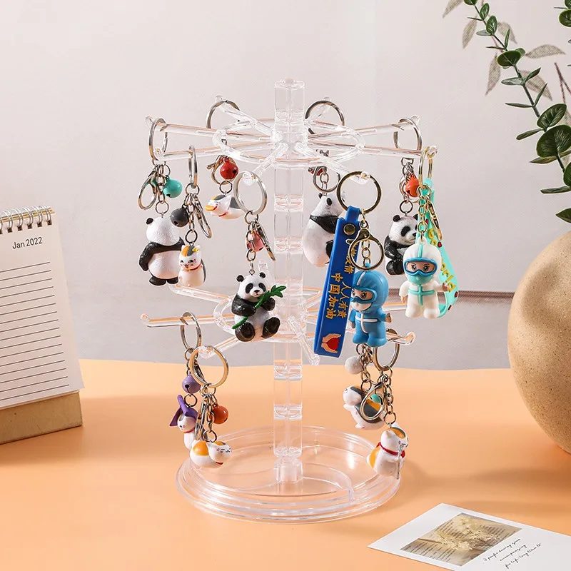 Rotating Desktop Jewelry Display Rack Keychain Hair Tie Organizer Stand Small Pendant Hair Band Storage Holder For Cosmetic Desk