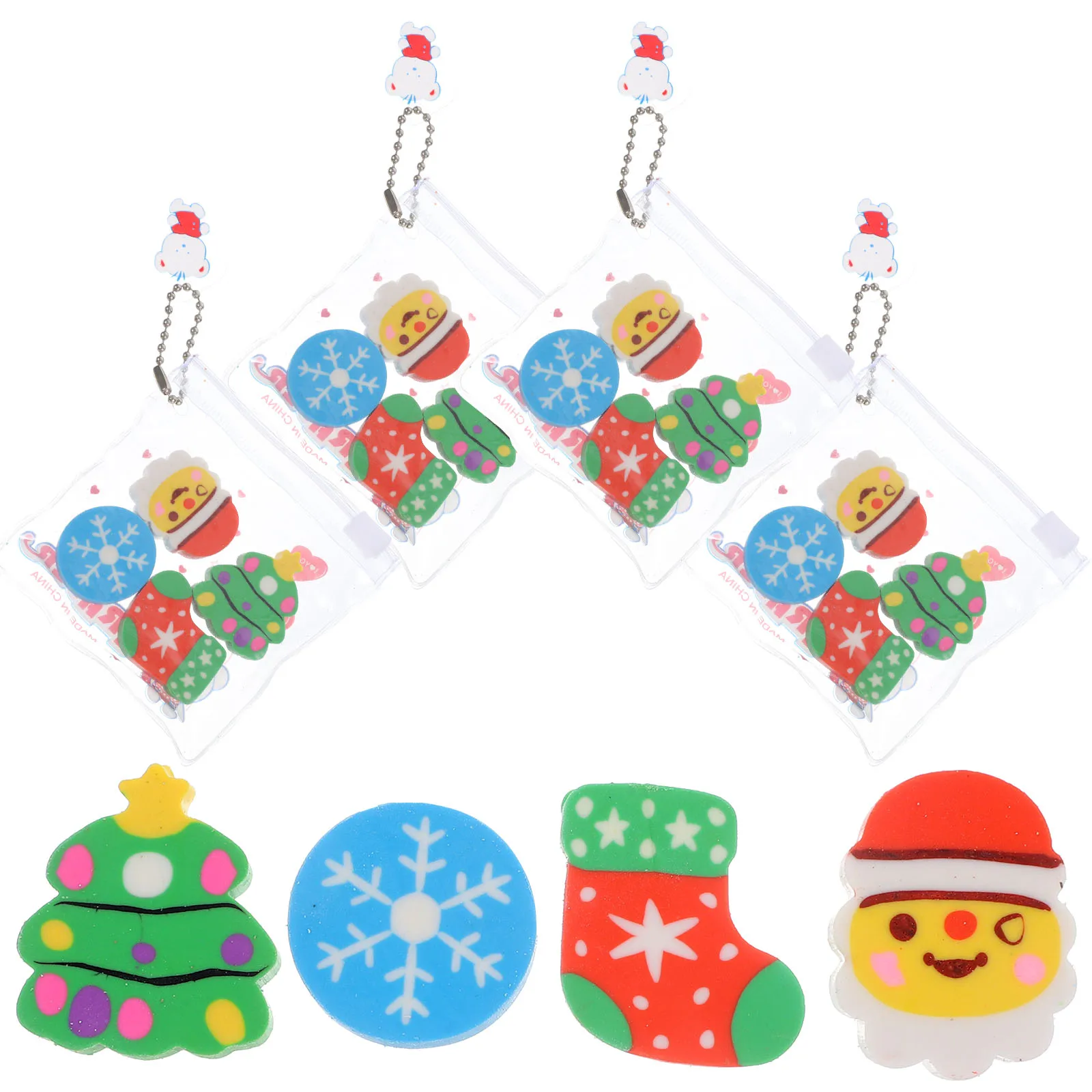 

6 set Christmas Erasers Cute Cartoon PVC Mini for School Party Gifts Xmas Elements Adorable Collectibles Student Supplies