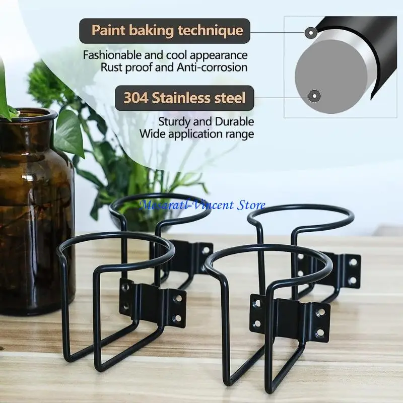 A70F Stainless Steel Marine Rings Cup Drink Holder Boats Accessories fitting for Marine Yacht Truck RVs Black Siver