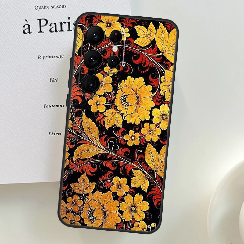 Russian Scarf Floral Case For Samsung Galaxy S22 S23 Plus S21 S23 Ultra S20 FE S8 S9 S10 Note 10 20 Ultra Coque