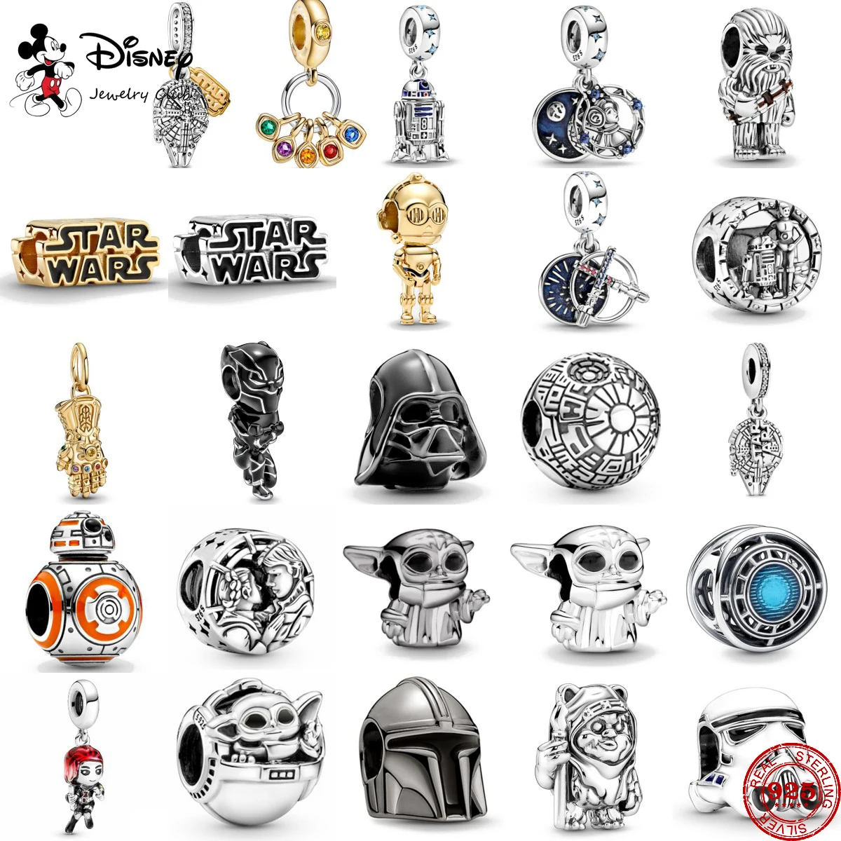 Choice Disney Rescuer Star Charms Wars Beads For Original Pandora 925 sterling silver Bracelet Necklace Jewelry plata de ley 925