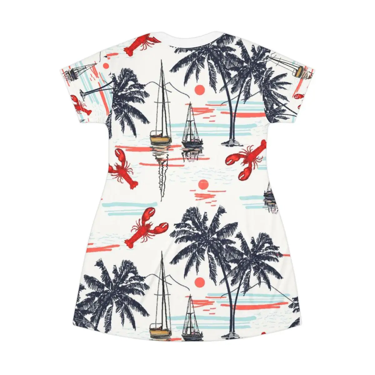 Dresses for Womens Gifts For Her Casual Summer T-shirt Dress With A Nautical Tropical Print Y2k Ladies Clothes Woman Clothing