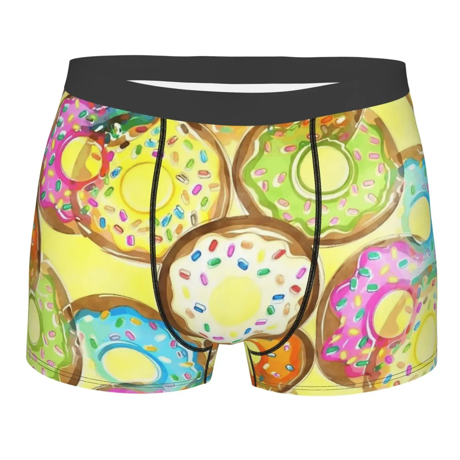 Colorful Cute Sweet Doughnuts Pattern Underwear Men Stretch Boxer Briefs Shorts Panties Soft Sexy Underpants For Male