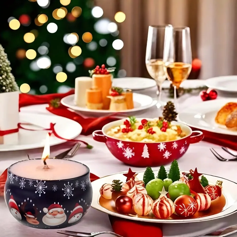 10 Stück festliche Weihnachtskerzengläser – Metall-Dosen, 2,2 Unzen, ideal zum Kerzenherstellen, für Dekorationen und Partys (zufällige Ausführung). – Detail 6