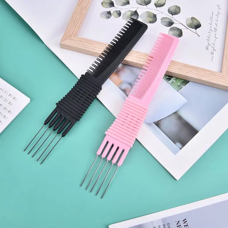 Men's Oil Head Curly Comb Double Side Steel Needle Fork Comb Barber Salon Hairdressing Tool