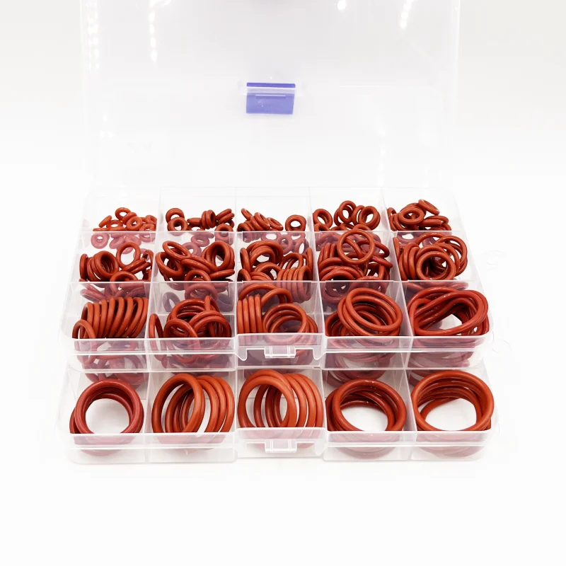 Красные силиконовые уплотнительные кольца 250-100 шт., уплотнительные кольца из Красного силикона VMQ, уплотнительные кольца, силиконовая шайба, резиновое уплотнительное кольцо, набор в ассортименте