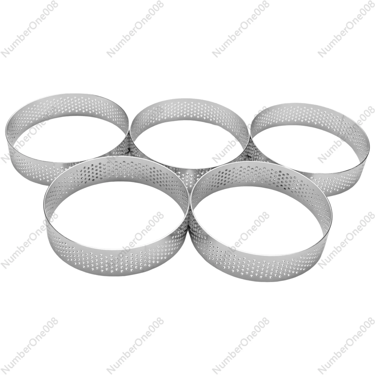 10 Pack Stainless Steel Tart Ring, Heat-Resistant Perforated Cake Mousse Ring, Round Ring Baking Doughnut Tools