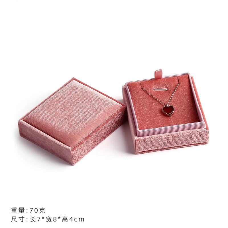 Delicate Handmade vintage velvet pendant necklace boxes gift box pink ribbon storage ring boxes jewelry packaging high-quality images - 6