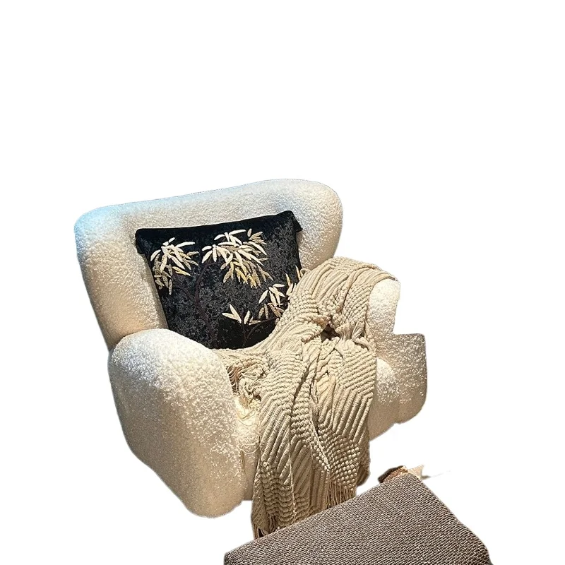 

Bedroom girls lamb wool casual sofa chair, single makeup chair