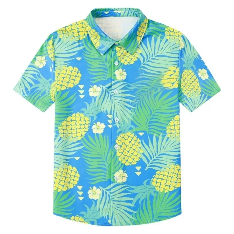 

Summer Casual Children's Beach Shirt, Suitable for Summer Beach Surfing and Travel Clothing, Coconut, Waves, Sunbathing