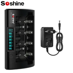 Soshine Original LCD Universal Charger Ni-MH Li-ion LiFePO4 18650 21700 26650 14500 18500 16340 AAA  AA 9V C D Battery Charger