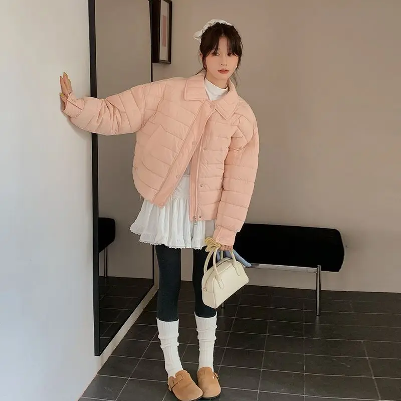 

2025 осенне-зимняя модная новая женская элегантная теплая куртка-пуховик, свободная повседневная толстая повседневная куртка с длинными рукавами, пальто