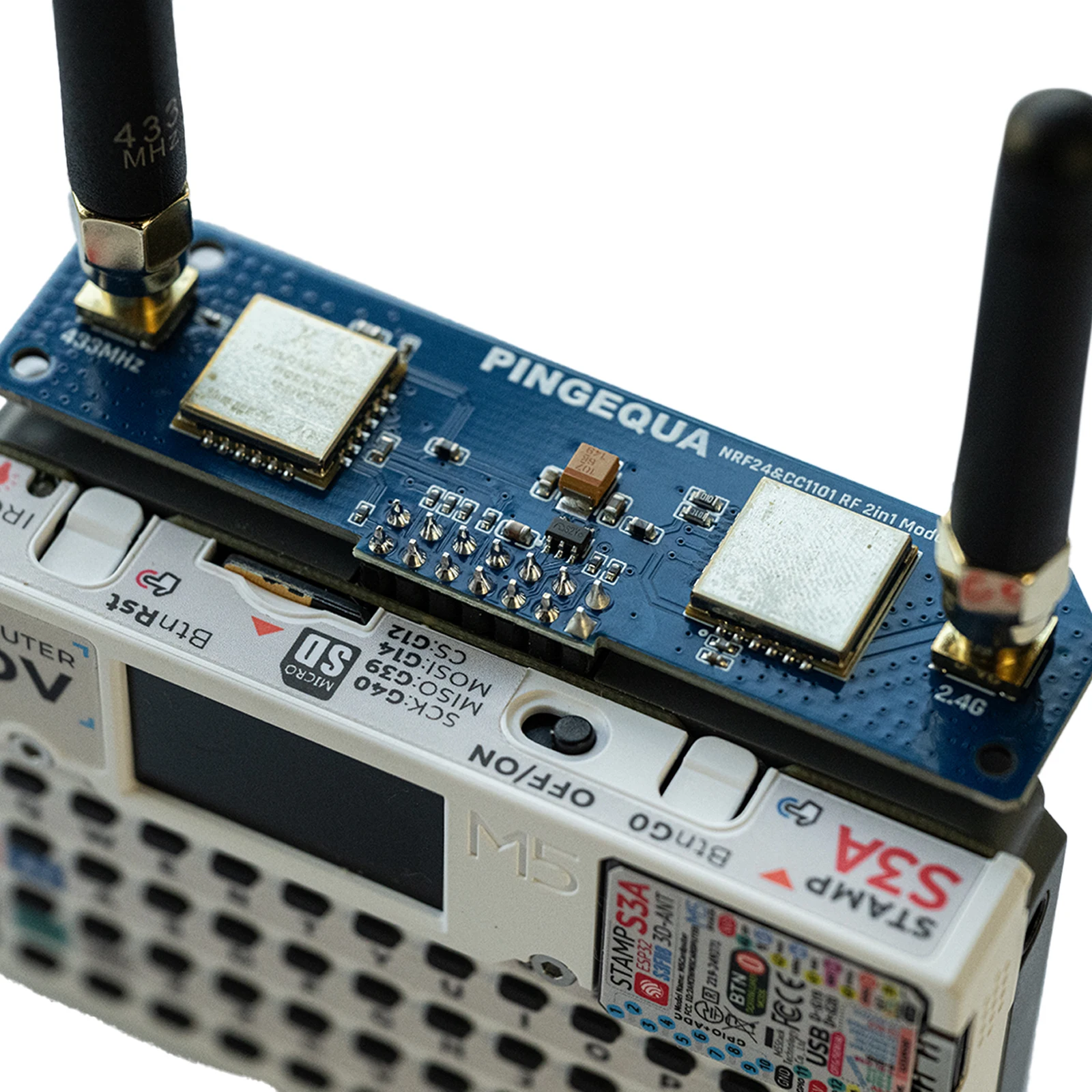 M5Stack Cardputer ADV 2-in-1 RF Development Board, Compatible with NRF24 & CC1101, Stable 2.4GHz & 433MHz Auto Switching
