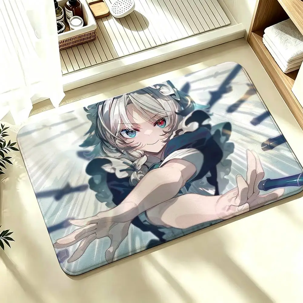 Izayoi Sakuya TOUHOU Project Shower Room Absorbent Small Floor Mat Soft Comfortable Decorative Foot Mat