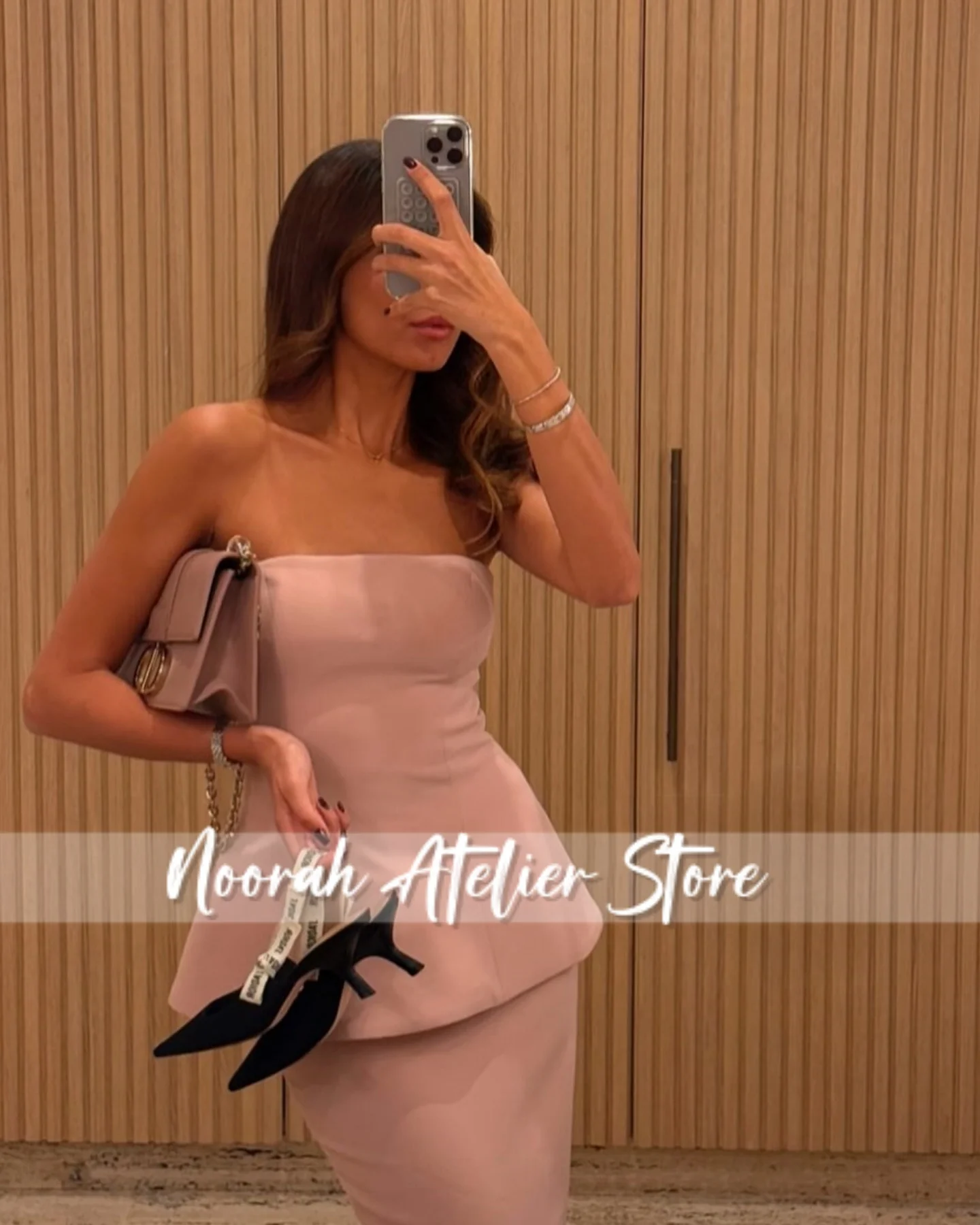 

Elegant rose Pink 2 Pieces Strapless Luxury women's Evening Dresses 2025 Dubai Celebrity Dress Mermaid Prom gown Customized