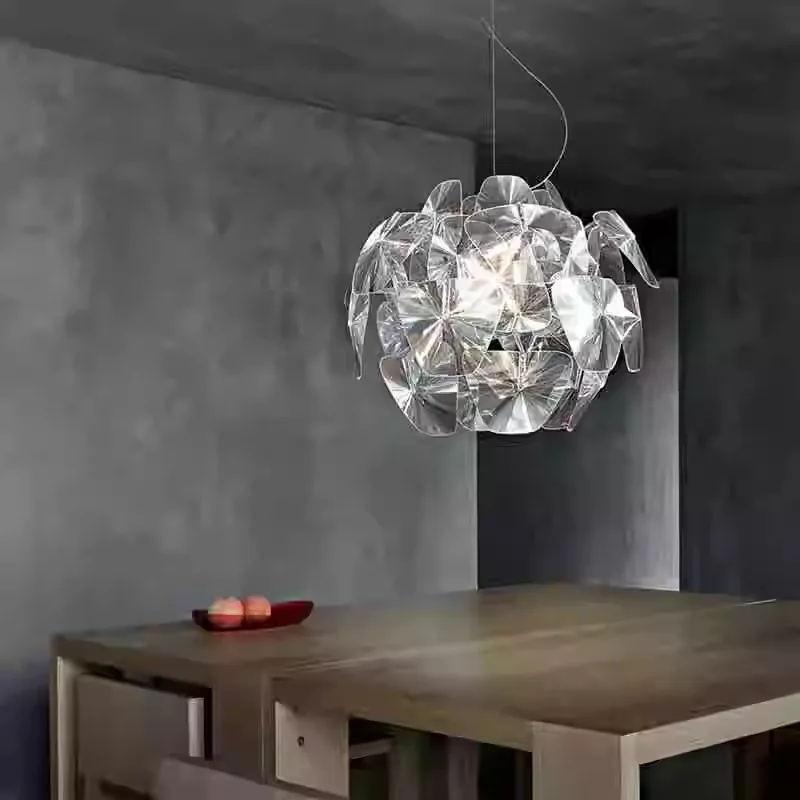 

Italy Designer Transparent Acrylic Ceiling Chandelier Living Room Bedroom Dining Kitchen Suspension Hanging Light Pendant Lamp