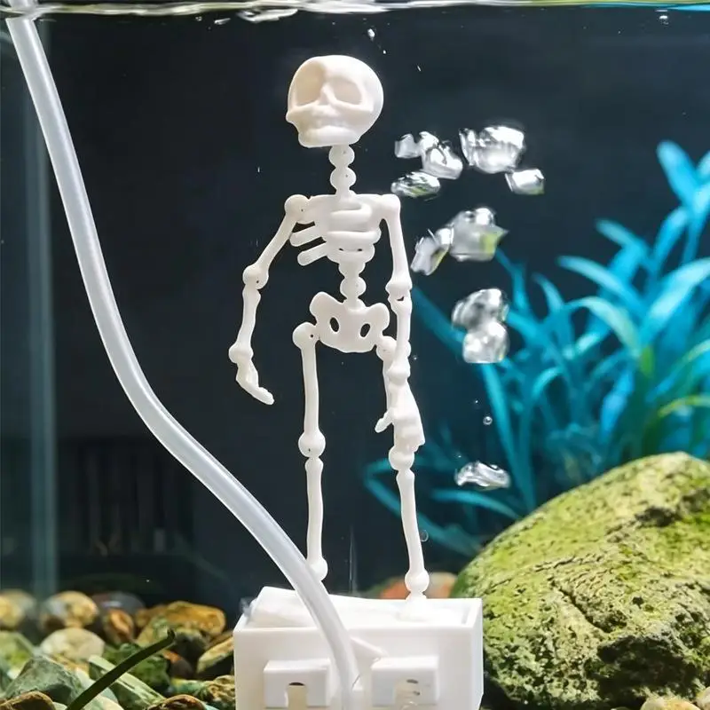 Asy Setup The Dynamic Helmsman Lifelike Creative Bubble-Powered Skeleton Aquascap Decorative Animated Skeletons Statue